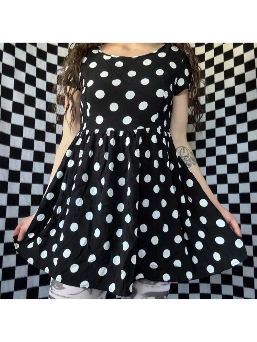 MINKPINK black and white polkadot babydoll dress - Picture 2 of 5